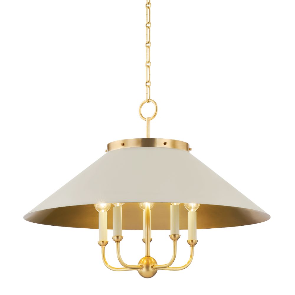 Hudson Valley MDS1403-AGB/OW 5 Light Chandelier in Aged Brass