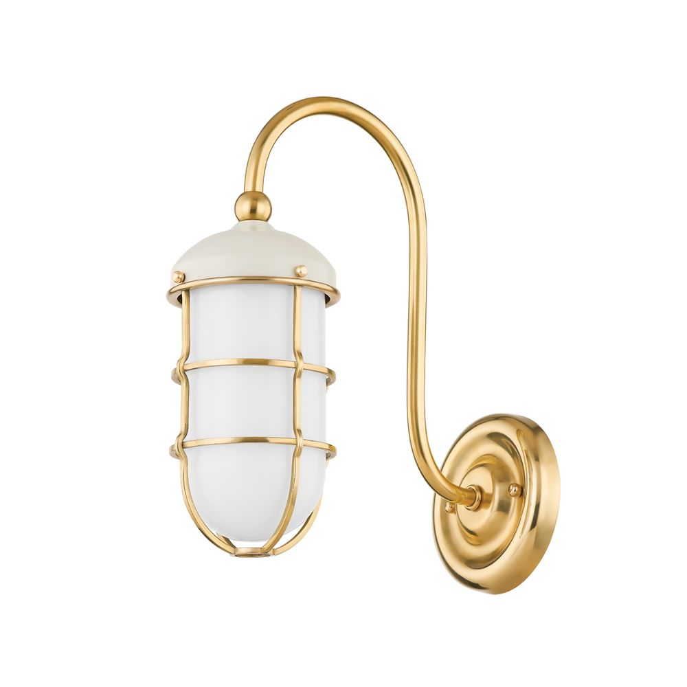 Hudson Valley MDS1500-AGB/OW 1 Light Sconce in Aged Brass