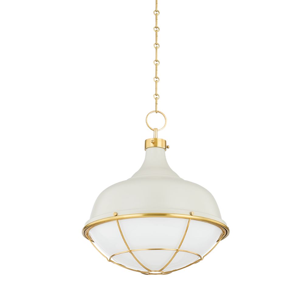 Hudson Valley MDS1502-AGB/OW 1 Light Pendant in Aged Brass