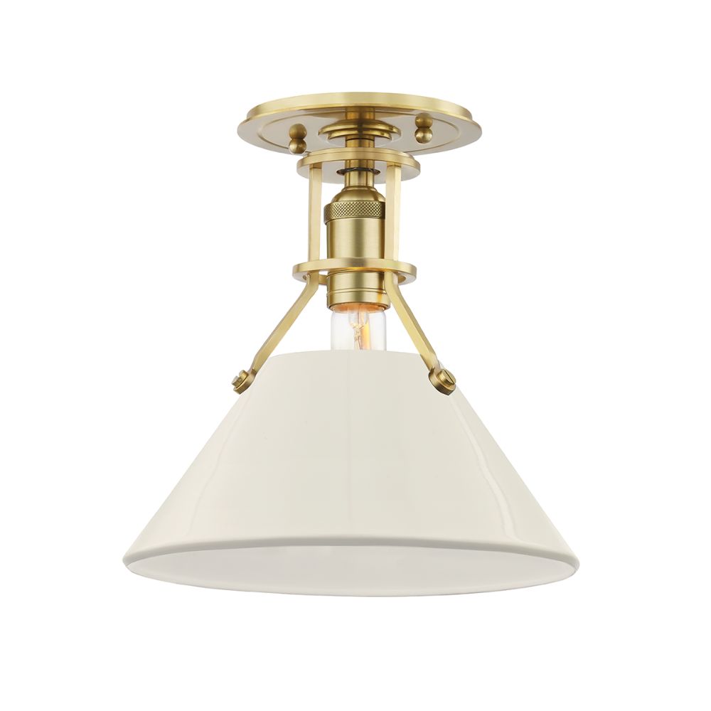Hudson Valley MDS353-AGB/OW 1 Light Semi Flush Aged Brass/off White