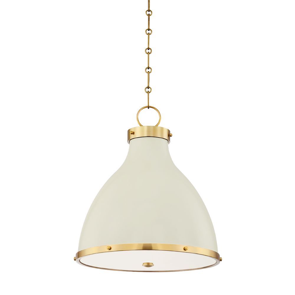 Hudson Valley MDS361-AGB/OW 2 Light Small Pendant in Aged Brass/off White