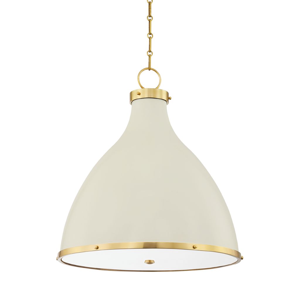 Hudson Valley MDS362-AGB/OW 3 Light Large Pendant in Aged Brass/off White