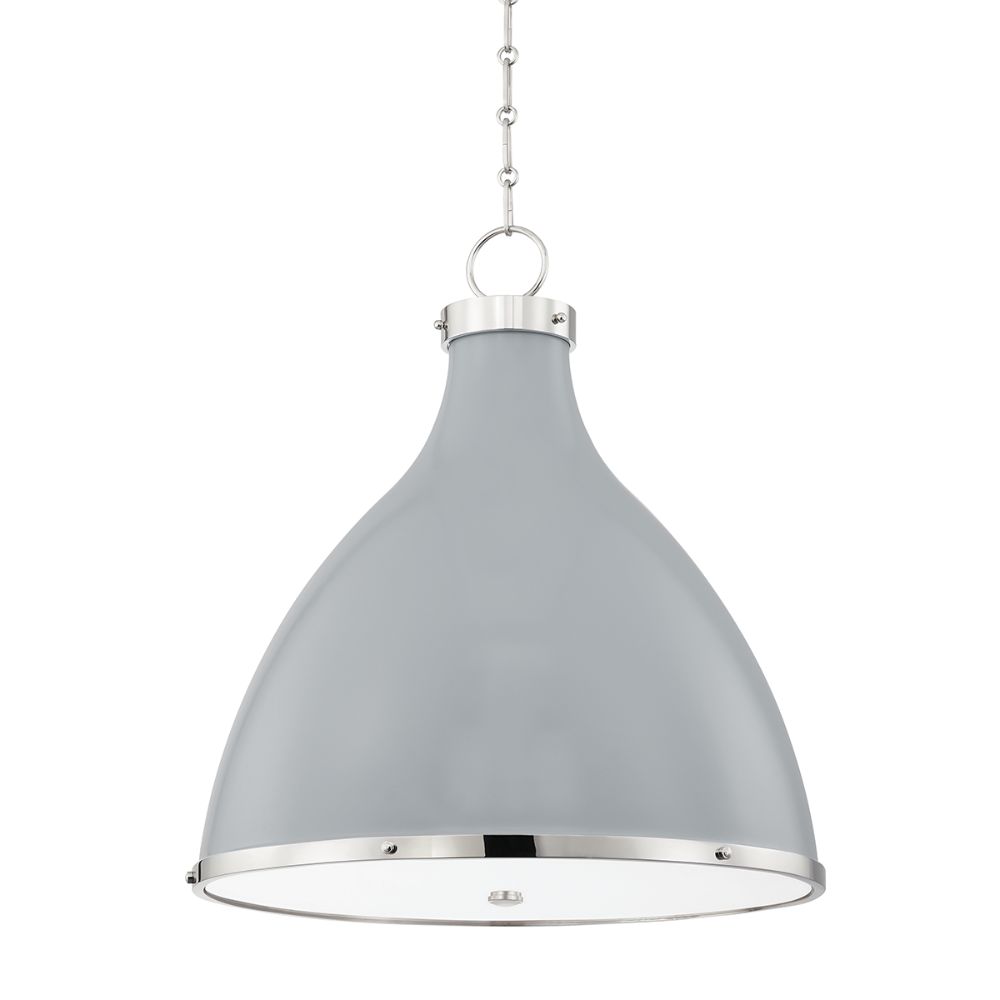 Hudson Valley MDS362-PN/PG 3 Light Large Pendant in Polished Nickel/parma Gray Combo