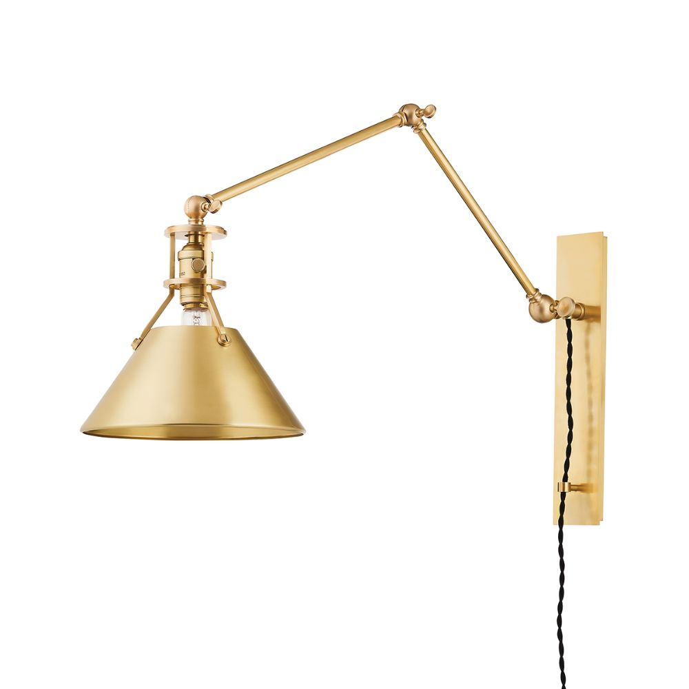 Hudson Valley MDS953-AGB 1 Light Portable Sconce in Aged Brass