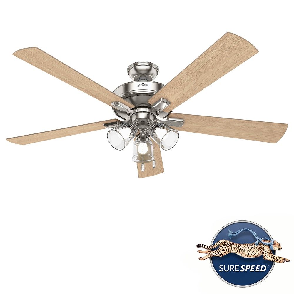 Hunter 51097 Crestfield With 3 LED Lights 60 Inch Ceiling Fan in Brushed Nickel