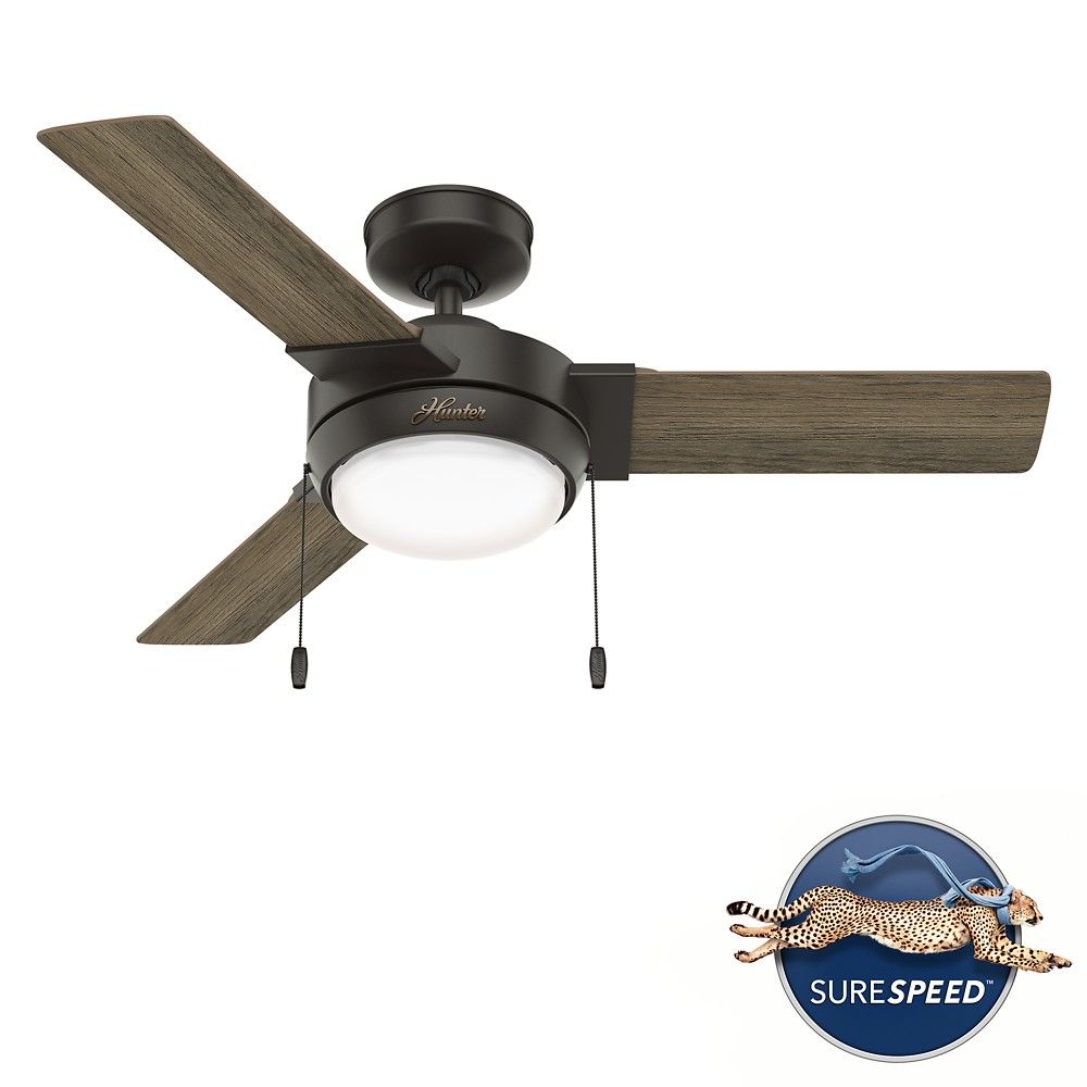 Hunter 51265 Mesquite With LED Light 44 Inch Ceiling Fan in Matte Silver
