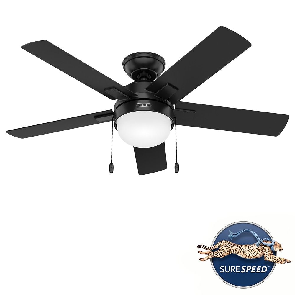 Hunter 51455 Zeal With LED Light 44 Inch Ceiling Fan in Matte Black