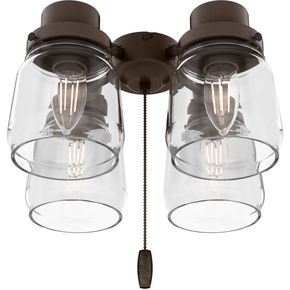 Hunter 99385 Original 4 Light Accessory Fitter And Glass Chestnut Brown Fan Light Kit
