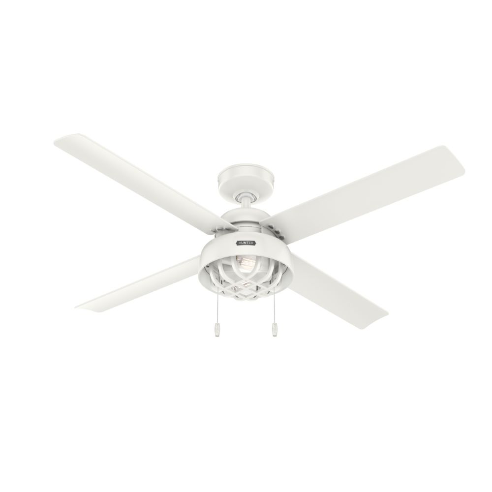 Hunter Fans 51732 Spring Mill Outdoor with LED Light 52 inch in Fresh White