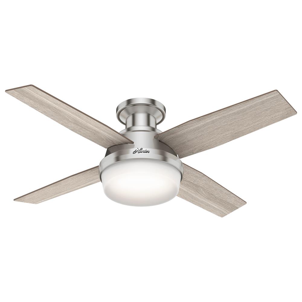 Hunter Fans 50282 Dempsey Low Profile with Light 44 inch Ceiling Fan in Brushed Nickel