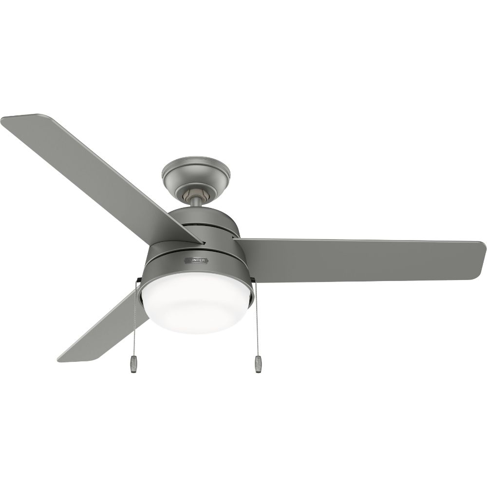 Hunter Fans 51734 Aker Outdoor with LED Light 52 inch in Matte Silver