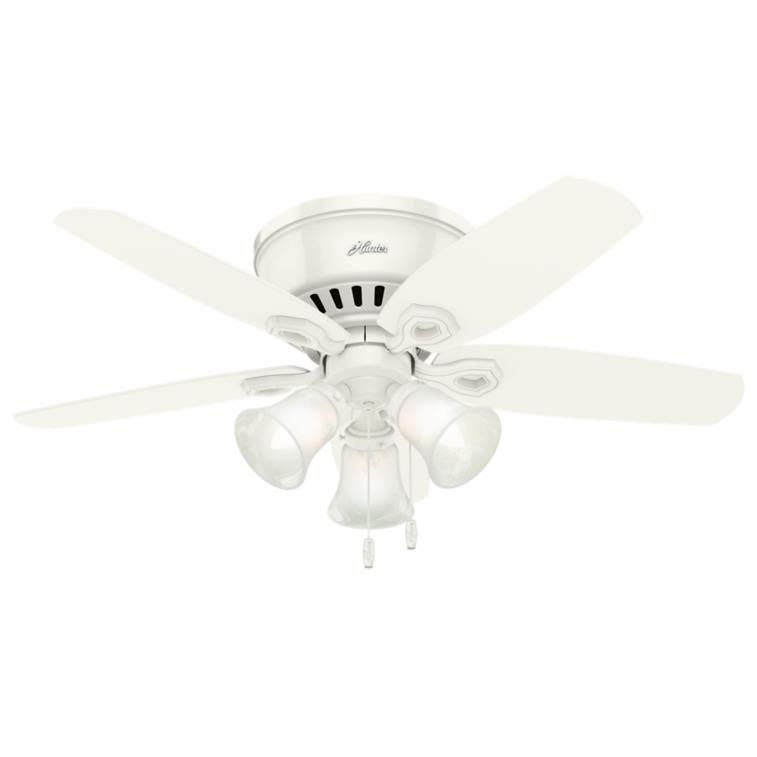 Hunter Fans 51090 Builder Low Profile with 3 Lights 42 inch Ceiling Fan in Snow White