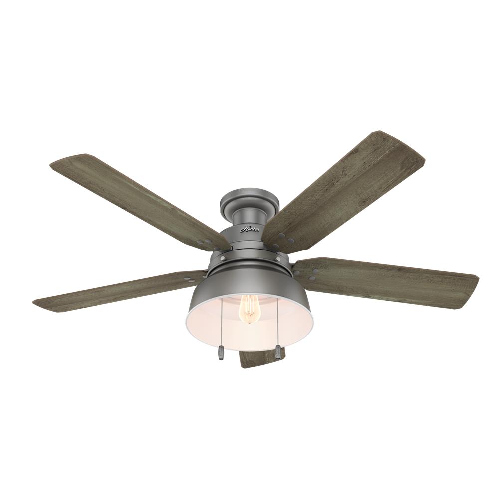 Hunter Fans 59311 Mill Valley Outdoor Low Profile with Light 52 inch Cailing Fan in Matte Silver