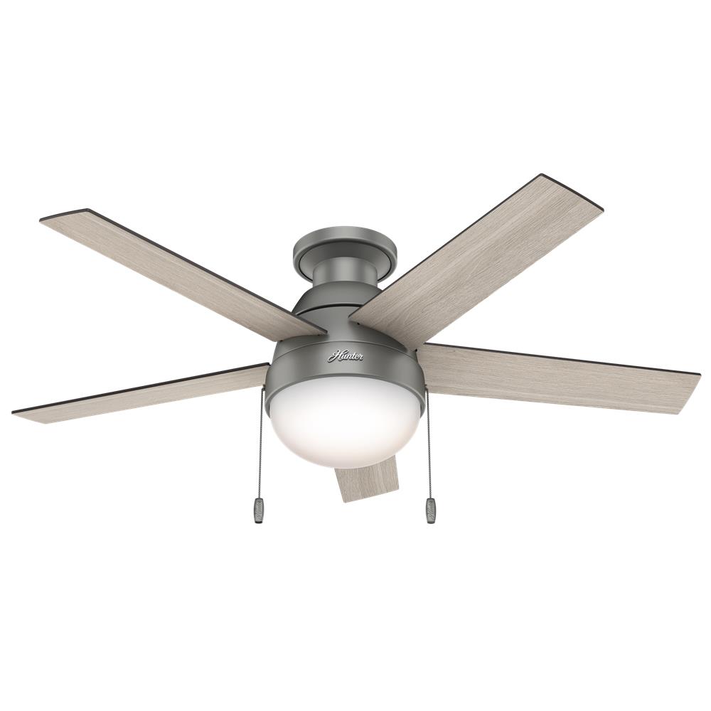 Hunter Fans 59270 Anslee Low Profile with Light 46 inch Ceiling Fan in Matte Silver
