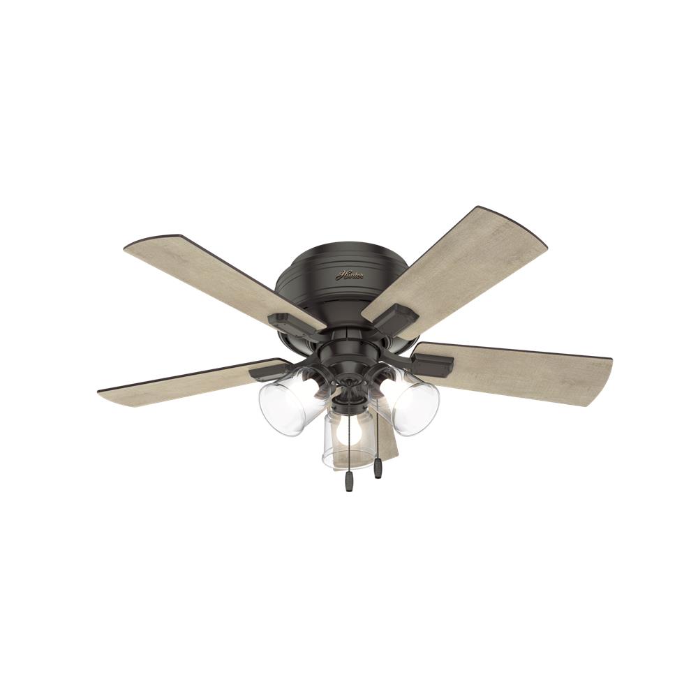 Hunter Fans 52153 Crestfield Low Profile with 3 Lights 42 inch Ceiling Fan in Noble Bronze