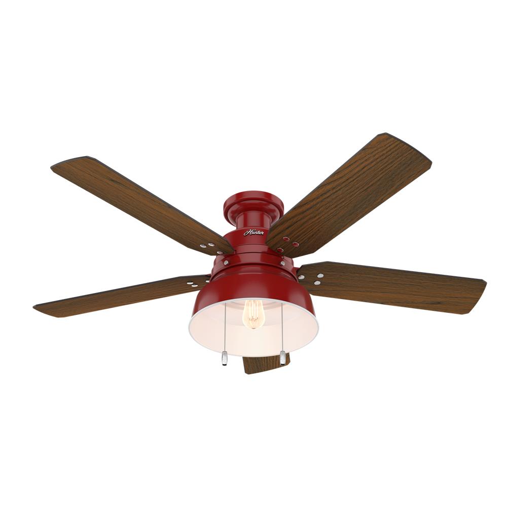 Hunter Fans 59312 Mill Valley Outdoor Low Profile with Light 52 inch Cailing Fan in Barn Red