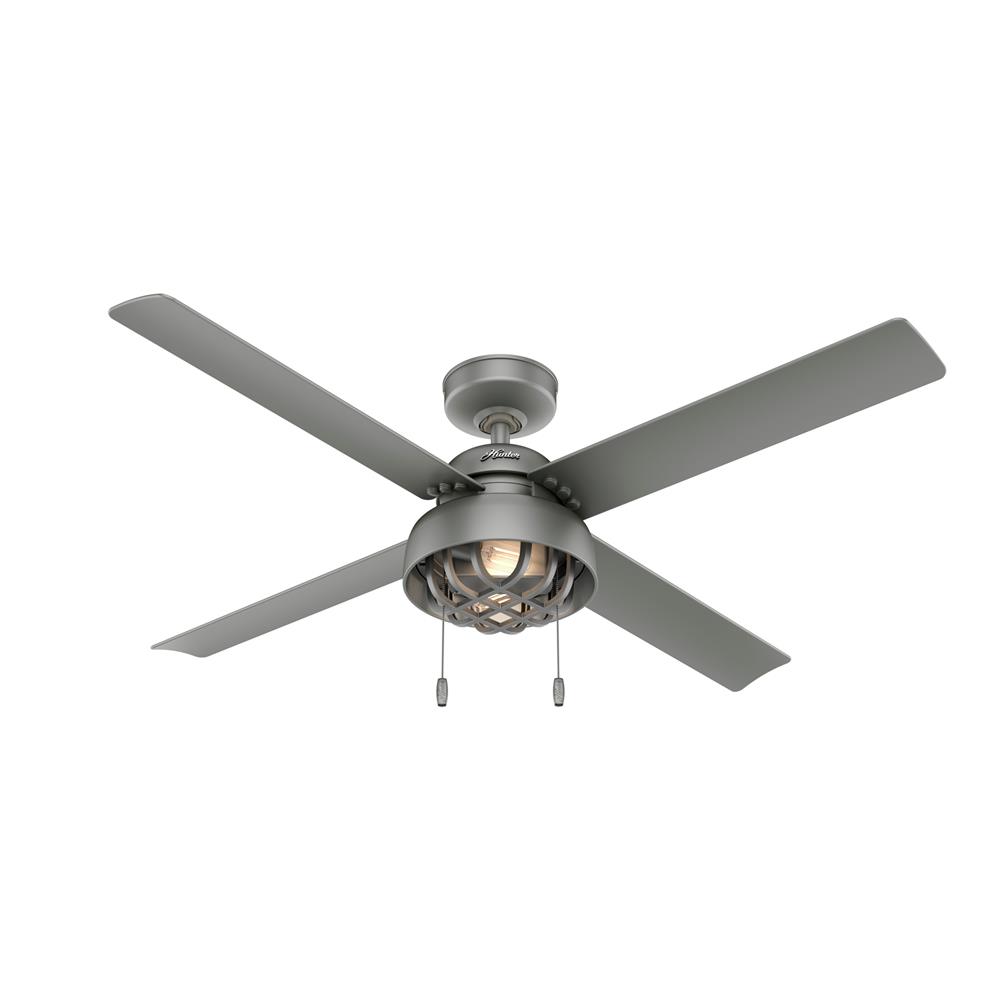 Hunter Fans 50339 Spring Mill Outdoor with LED Light 52 inch Cailing Fan in Matte Silver