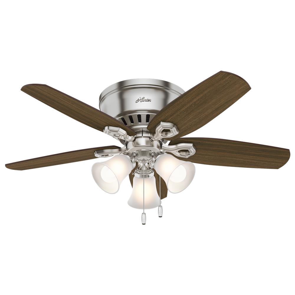 Hunter Fans 51092 Builder Low Profile with 3 Lights 42 inch Ceiling Fan in Brushed Nickel