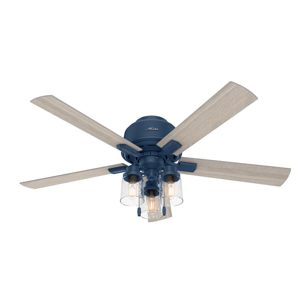 Hunter Fans 50312 Hartland Low Profile with LED Light 52 inch Ceiling Fan in Indigo Blue