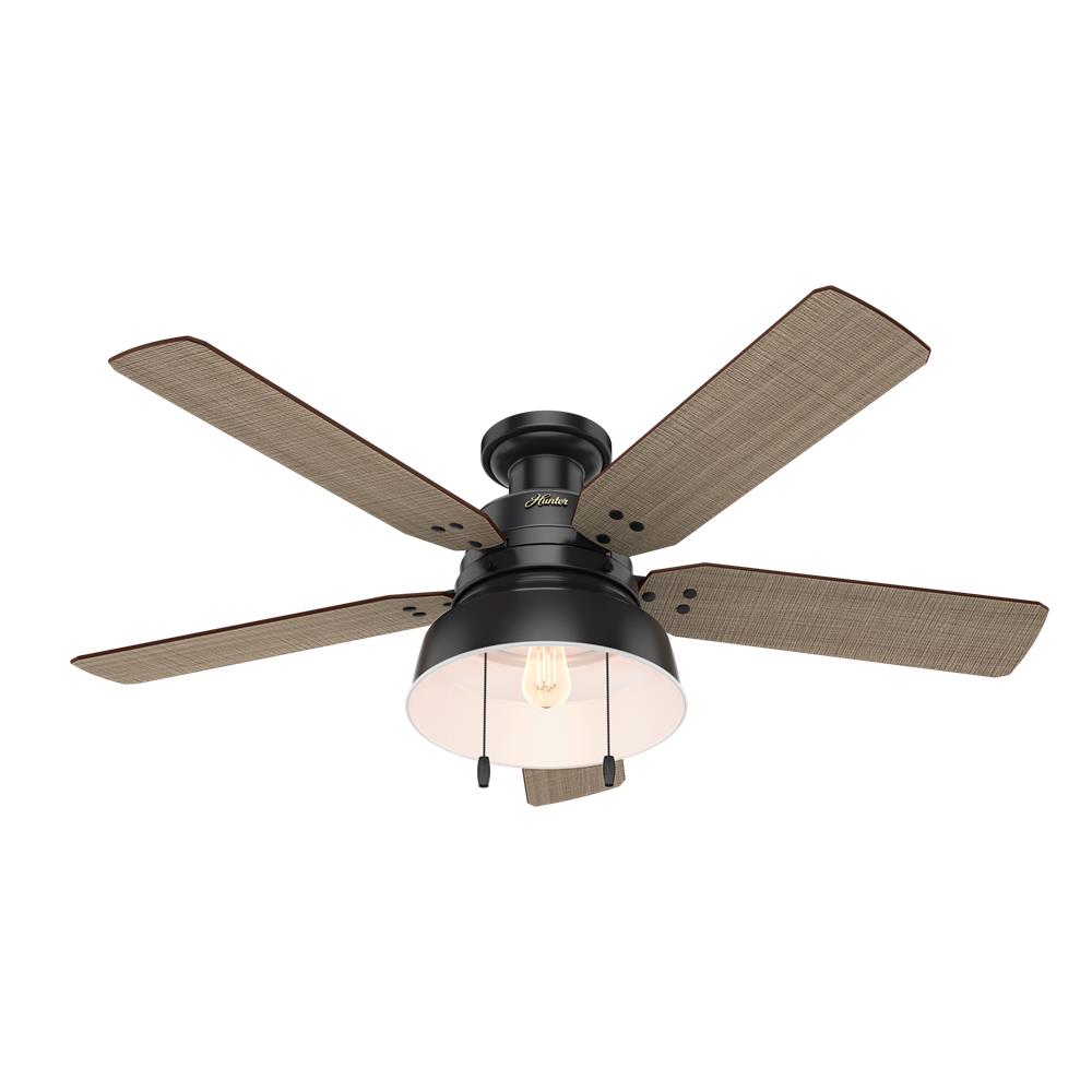 Hunter Fans 59310 Mill Valley Outdoor Low Profile with Light 52 inch Cailing Fan in Matte Black