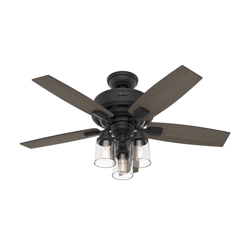 Hunter Fans 50416 Bennett with LED 3-Light 44 inch Ceiling Fan in Matte Black