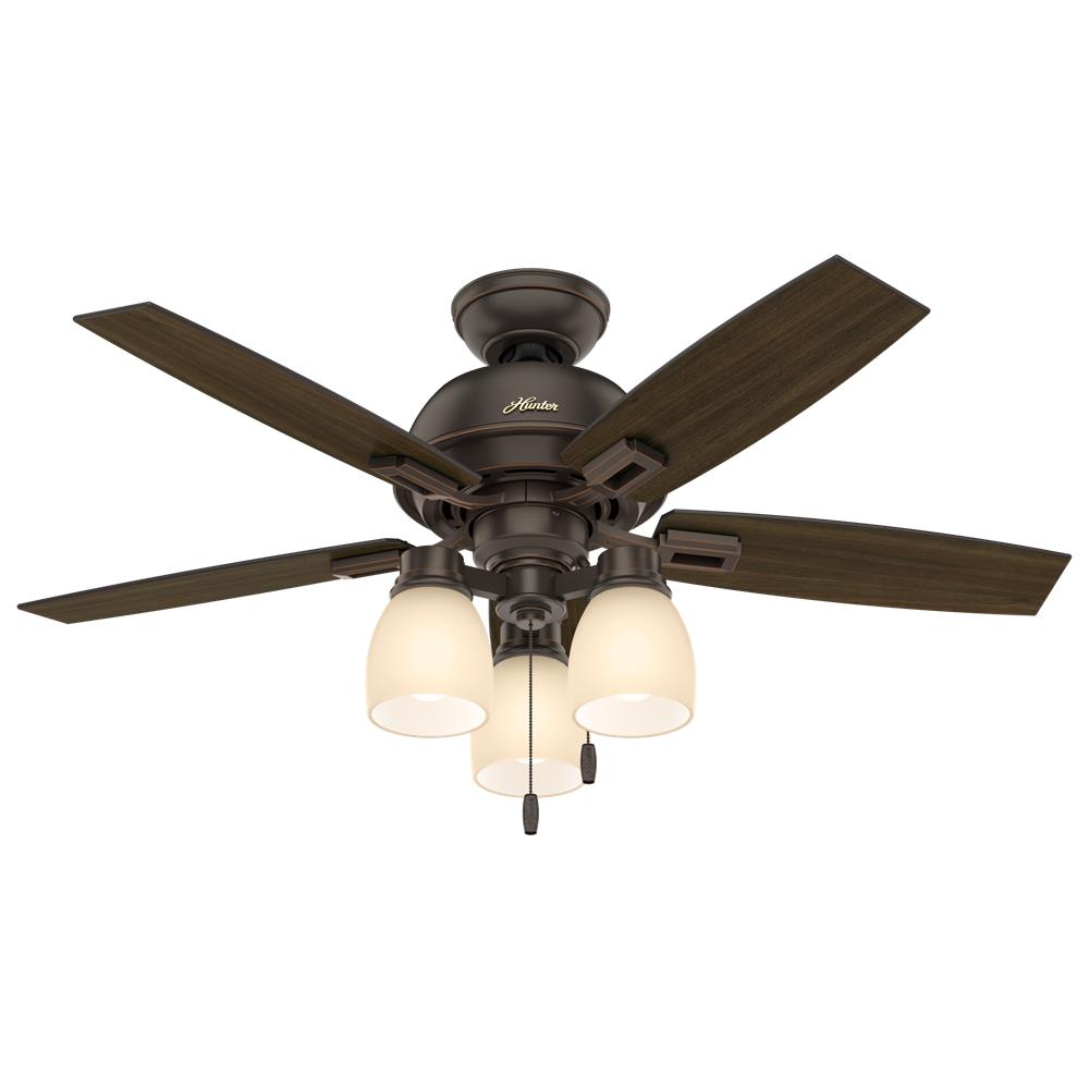 Hunter Fans 52228 Donegan with 3 Lights 44 inch Ceiling Fan in Onyx Bengal