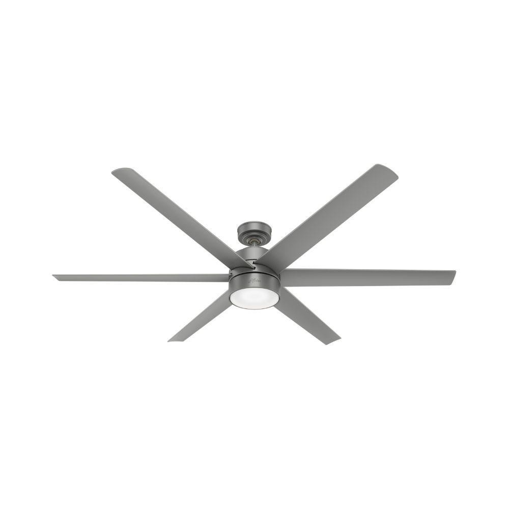 Hunter 59629 Solaria Outdoor With LED Light 72 Inch Ceiling Fan in Matte Silver