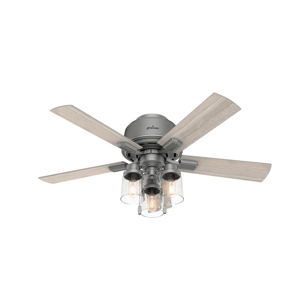 Hunter Fans 50653 Hartland Low Profile with LED Light 44 inch Ceiling Fan in Matte Silver
