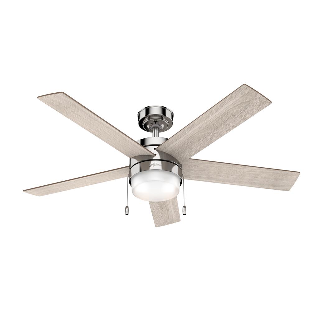 Hunter Fans 59621 Claudette with LED Light 52 Inch Ceiling Fan in Polished Nickel