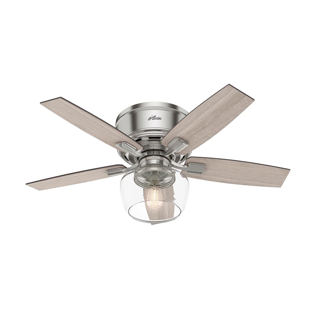Hunter Fans 50420 Bennett Low Profile with LED Globe 44 inch Ceiling Fan in Brushed Nickel