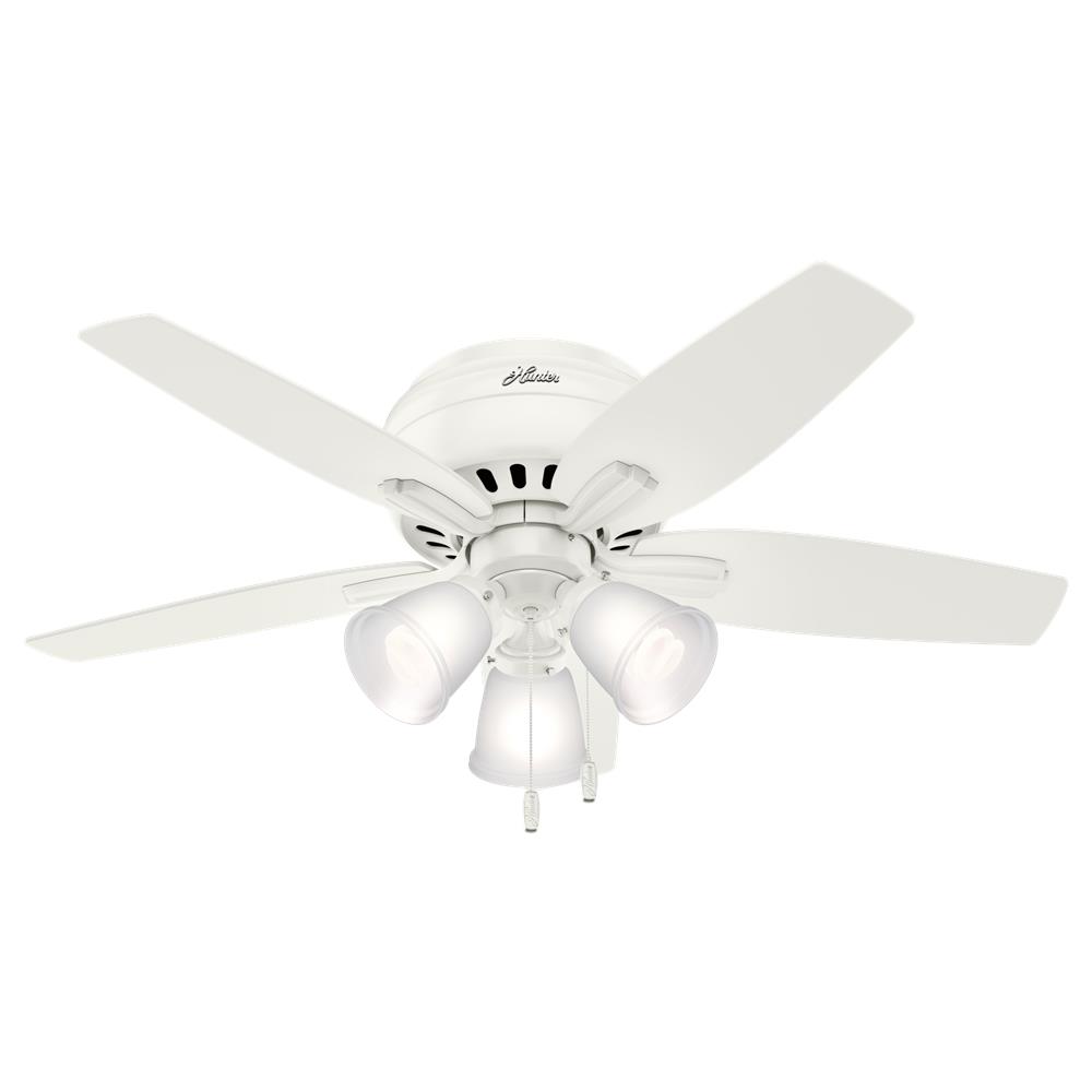 Hunter Fans 51077 Newsome Low Profile with 3 Lights 42 inch Ceiling Fan in Fresh White