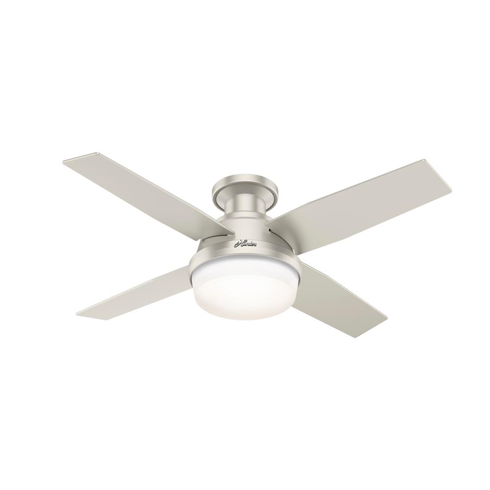 Hunter Fans 50398 Dempsey Low Profile Outdoor with LED Light 44 inch Cailing Fan in Matte Nickel
