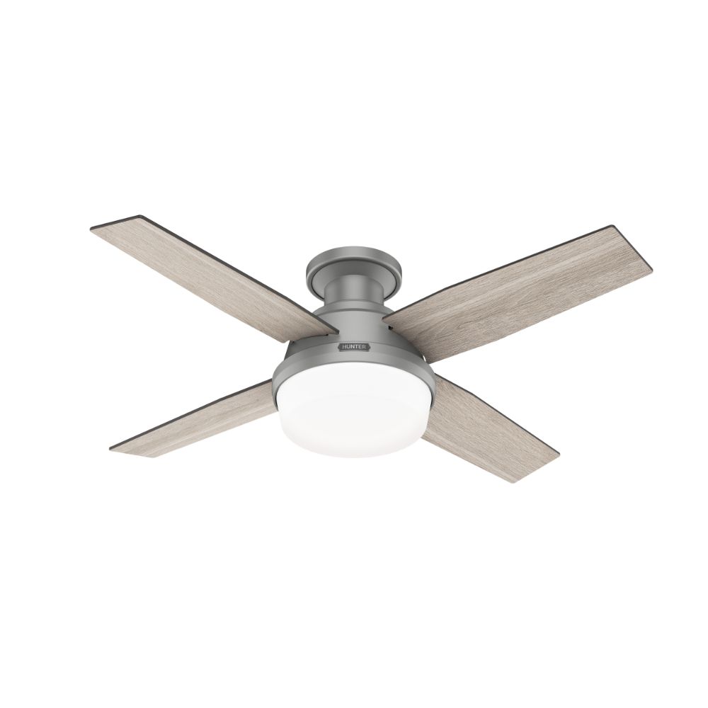 Hunter Fans 51757 Dempsey Low Profile with Light 44 inch in Matte Silver
