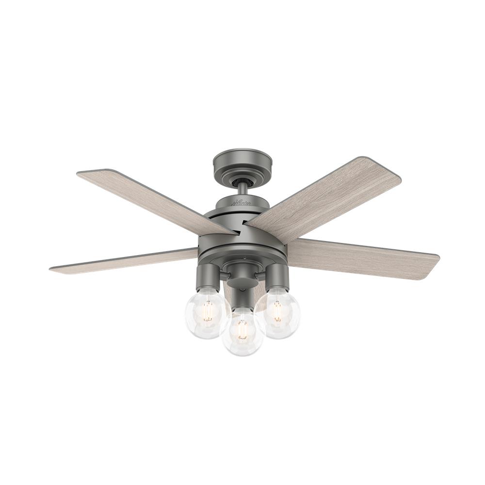 Hunter Fans 50597 Hardwick with LED Light 44 inch Ceiling Fan in Matte Silver
