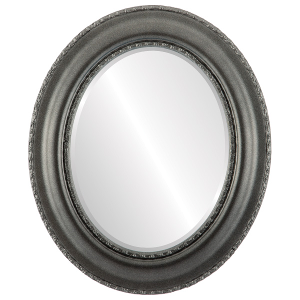 InLine Ovals 452A-BS1620-BEV Somerset Framed Oval Mirror - Black Silver