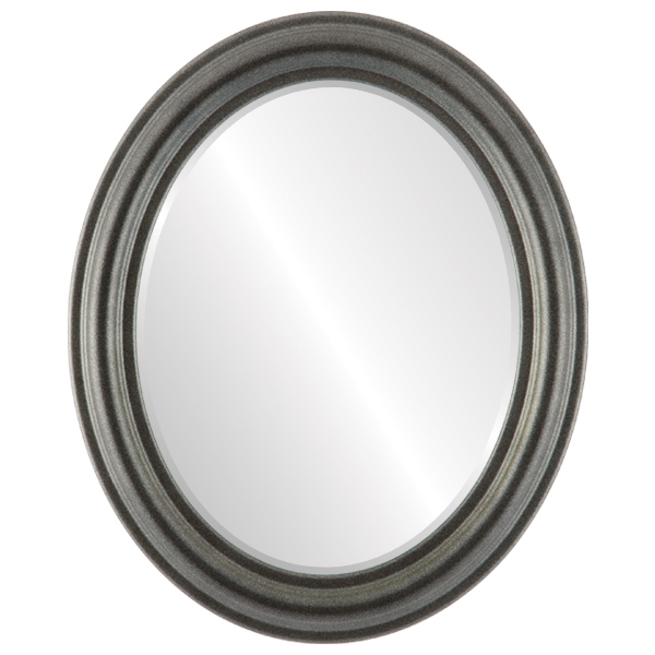 InLine Ovals 460A-BS1216-BEV Philadelphia Framed Oval Mirror - Black Silver
