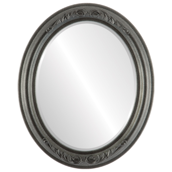 InLine Ovals 461A-BS1216-BEV Florence Framed Oval Mirror - Black Silver