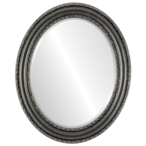 InLine Ovals 462A-BS1216-B Dorset Framed Oval Mirror - Black Silver