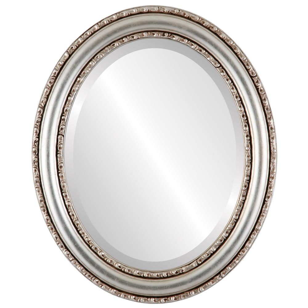 InLine Ovals 462A-SN2024-BEV Dorset Framed Oval Mirror - Silver Leaf with Brown Antique