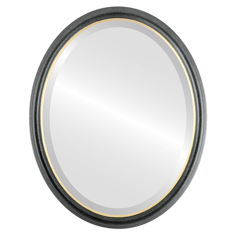 InLine Ovals 551A-BSG1216-BEV Hamilton Framed Oval Mirror - Black Silver with Gold Lip