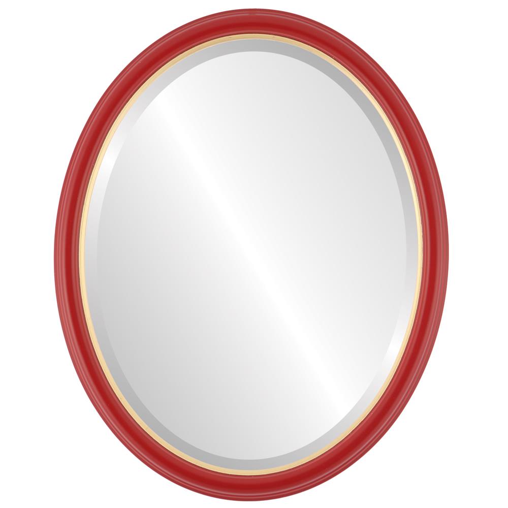 InLine Ovals 551A-HRG1620-B Hamilton Framed Oval Mirror - Holiday Red with Gold Lip