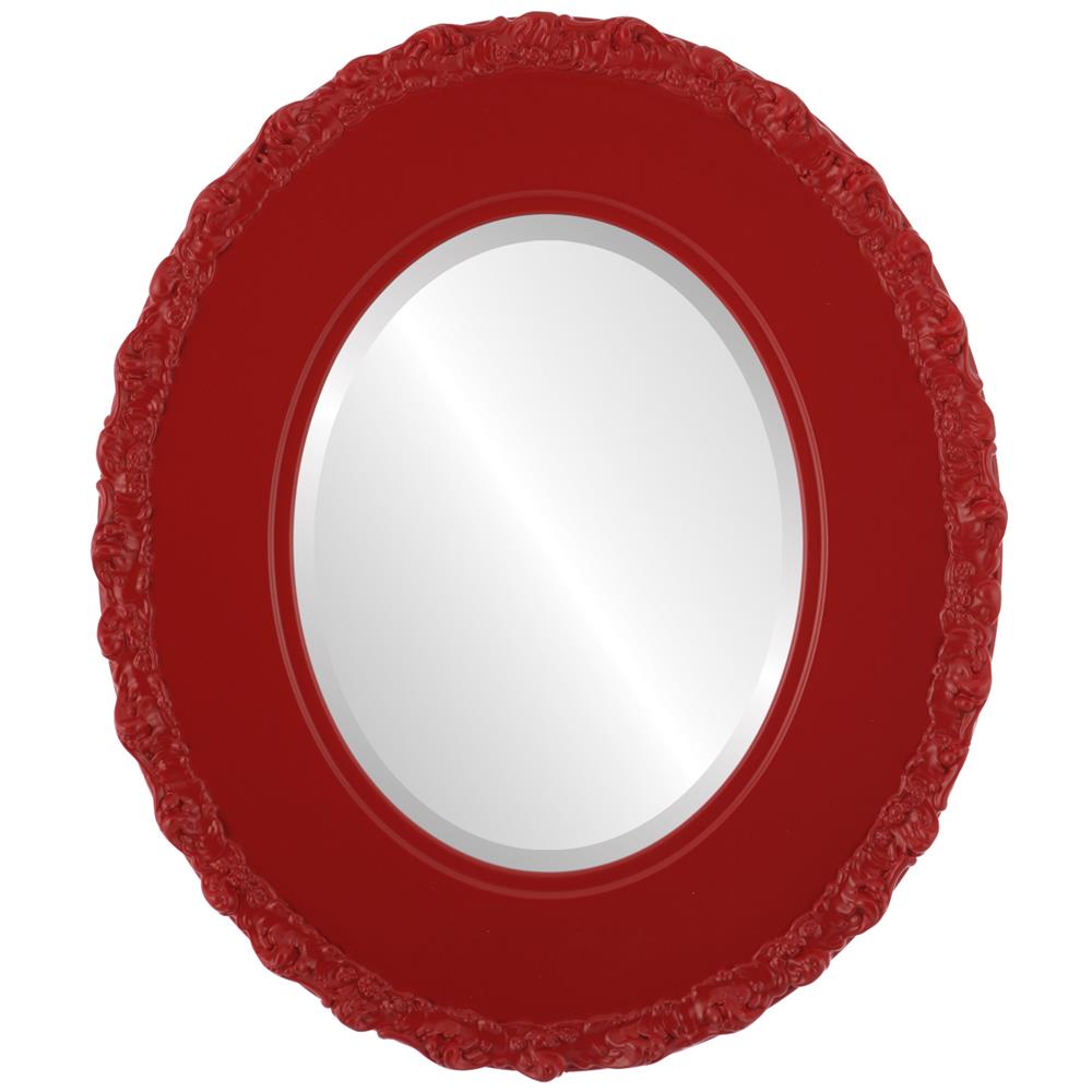 InLine Ovals 844A-HR1824-B Williamsburg Framed Oval Mirror - Holiday Red
