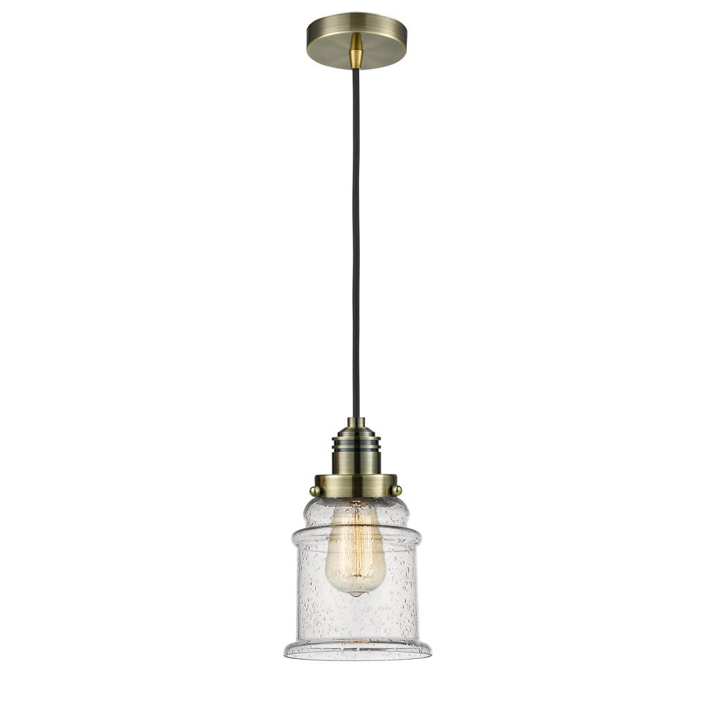 Innovations 100AB-10BK-2H-AB-G184 Winchester Canton Mini Pendant in Antique Brass