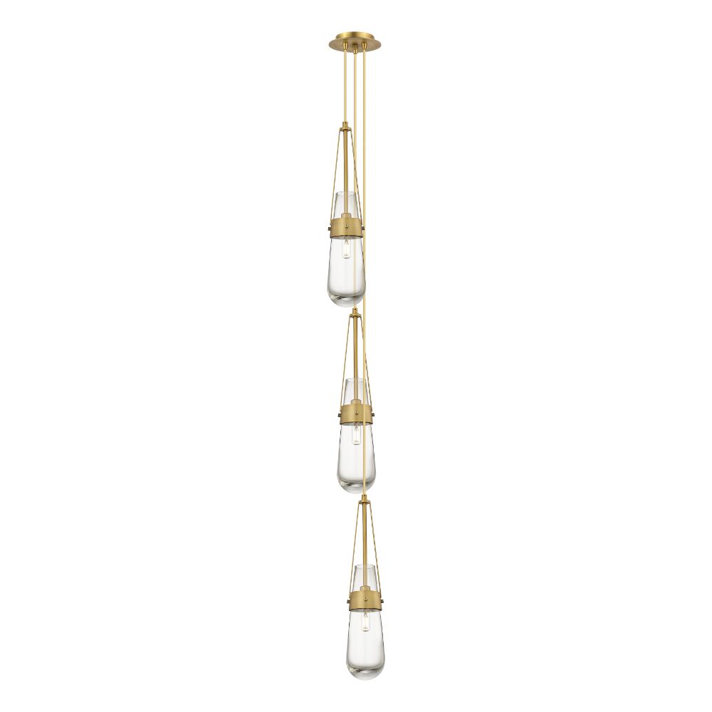 Innovations 103-452-1P-BB-G452-4CL Milan - 3 Light 4" Cord Hung Multi Pendant - 6" Canopy - Brushed Brass Finish - Clear Glass Shade
