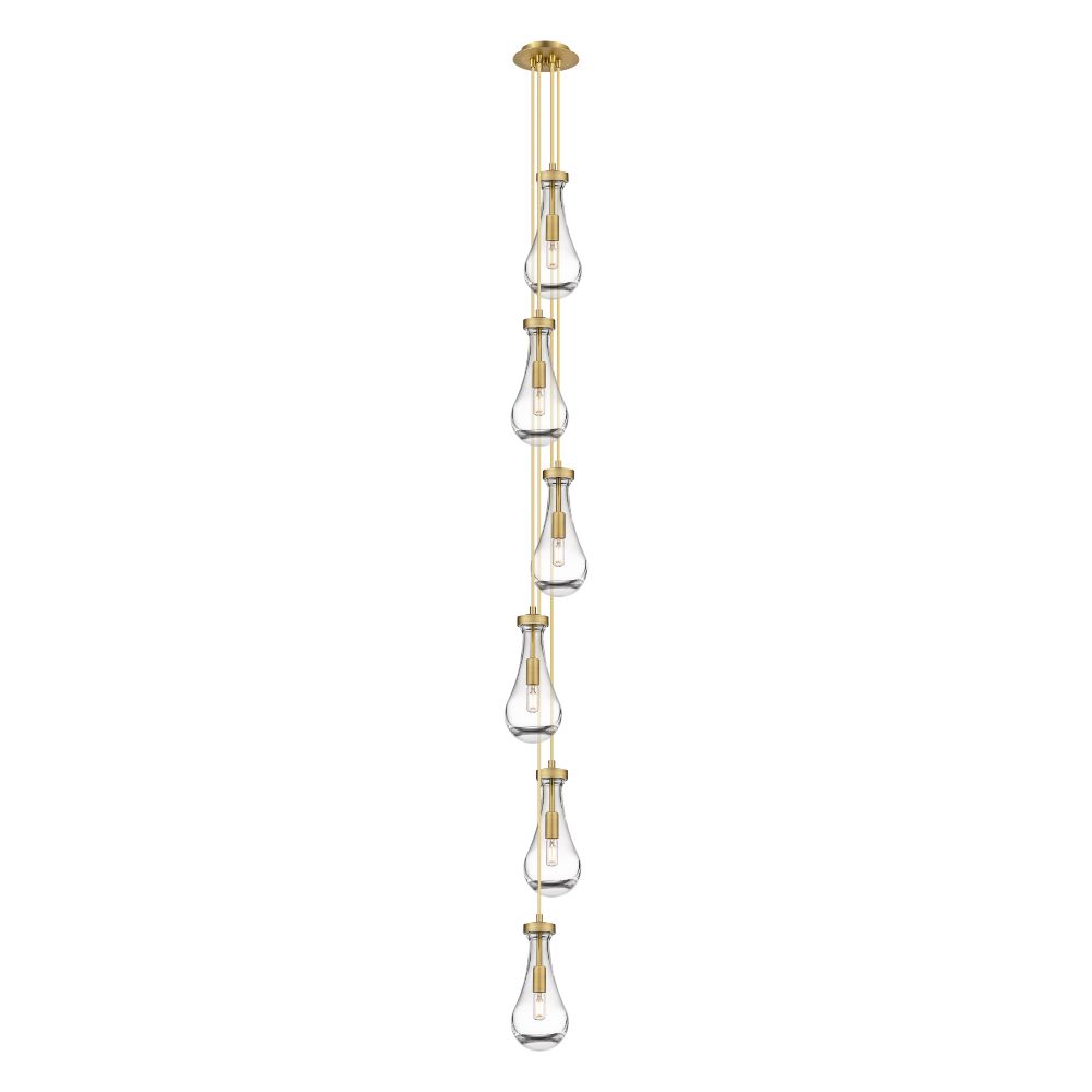 Innovations 106-451-1P-BB-G451-5CL Owego - 3 Light 5" Cord Hung Multi Pendant - 6" Canopy - Brushed Brass Finish - Clear Glass Shade