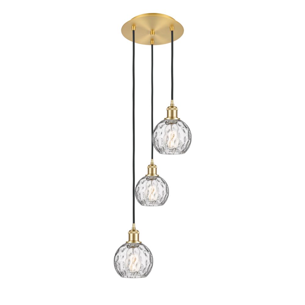 Innovations 113B-3P-SG-G1215-6 Athens Water Glass 3 Light 16 inch Multi Pendant in Satin Gold