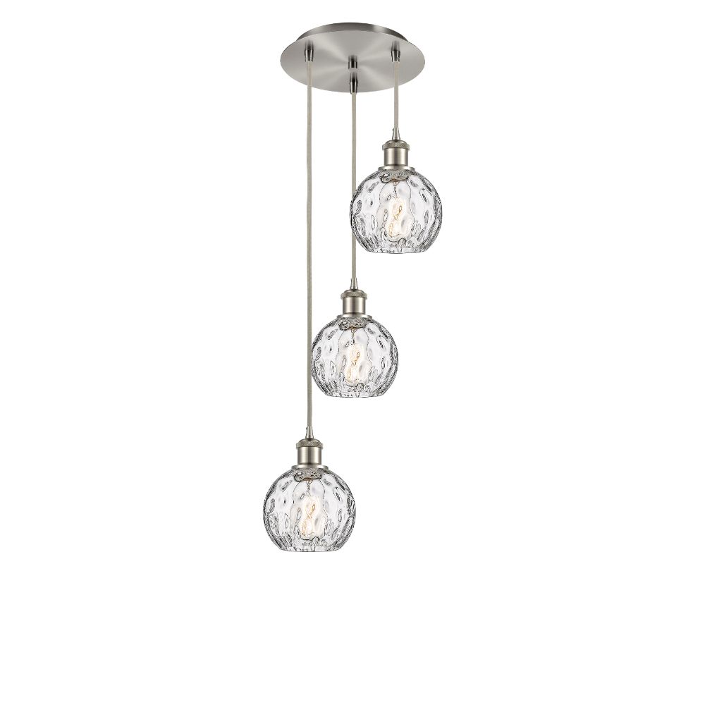 Innovations 113B-3P-SN-G1215-6 Athens Water Glass 3 Light 16 inch Multi-Pendant in Brushed Satin Nickel