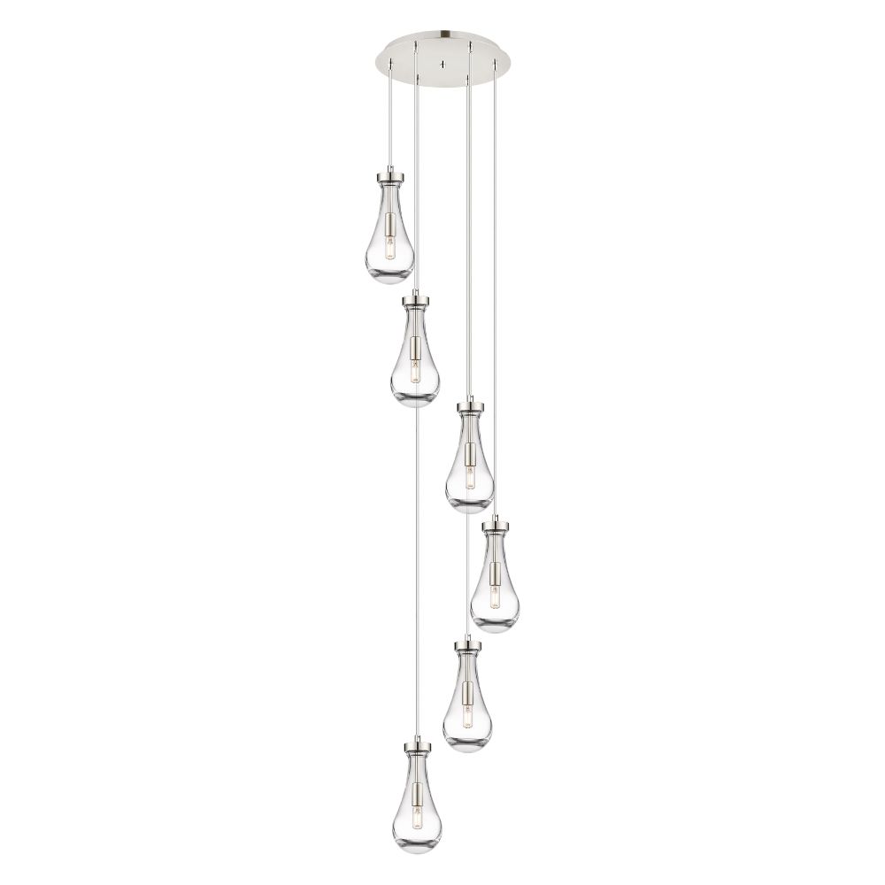 Innovations 116-451-1P-PN-G451-5CL Owego - 6 Light 5" Cord Hung Multi Pendant - 14" Canopy - Polished Nickel Finish - Clear Glass Shade