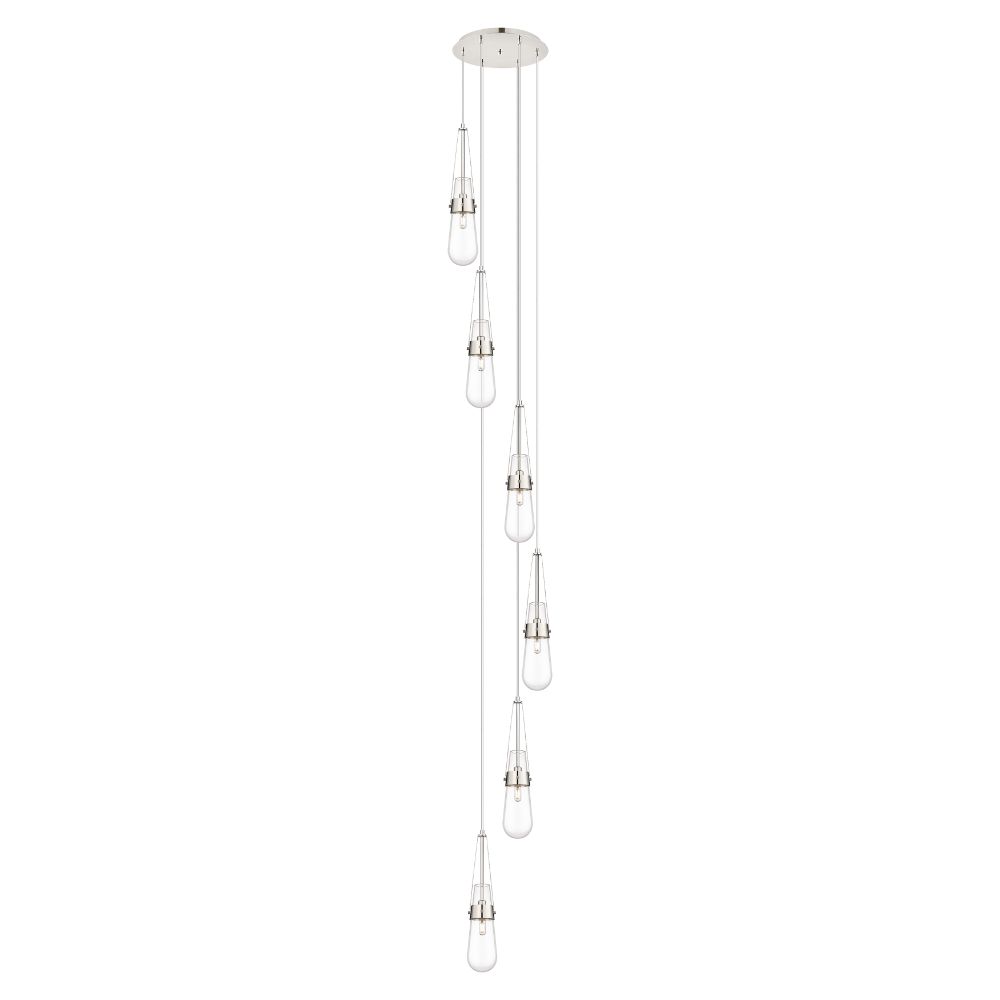 Innovations 116-452-1P-PN-G452-4CL Milan - 6 Light 4" Cord Hung Multi Pendant - 14" Canopy - Polished Nickel Finish - Clear Glass Shade