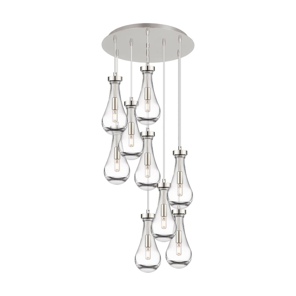 Innovations 119-451-1P-PN-G451-5CL Owego - 9 Light 5" Cord Hung Multi Pendant - 18" Canopy - Polished Nickel Finish - Clear Glass Shade